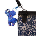 Elephant-shaped batik keychain charm, handmade