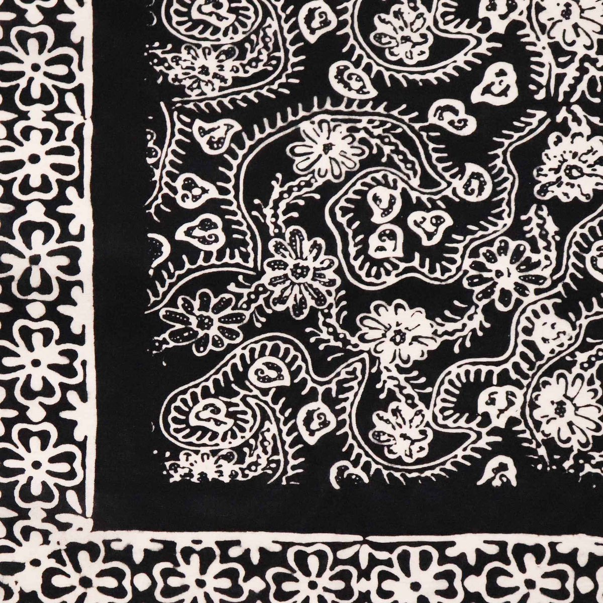Machete and Flower Petals, in Black and White batik cotton bandana