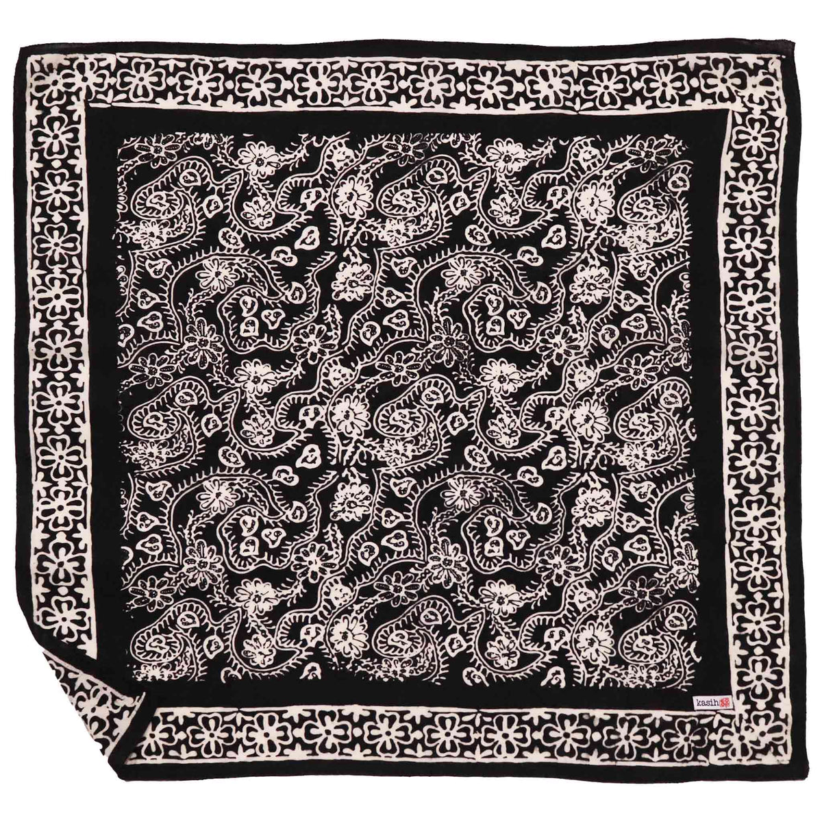 Machete and Flower Petals, in Black and White batik cotton bandana