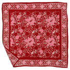 Red 100% Cotton Batik Bandana with pink floral pattern on a white background