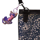 Cat-shaped batik keychain charm, handmade