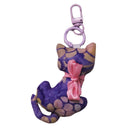 Cat-shaped batik keychain charm, handmade