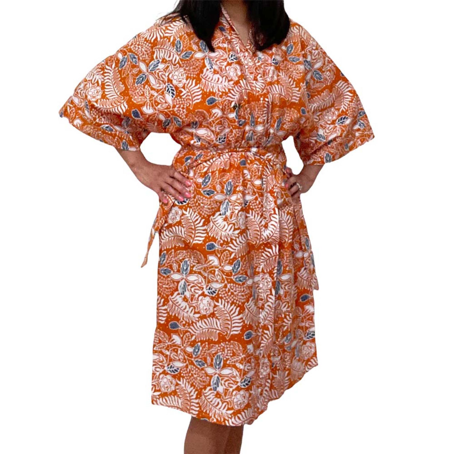 Handmade Batik Robe Kimono, Orange Carnelian, Hand Dyed, 100% Cotton, –  Kasih Co-op