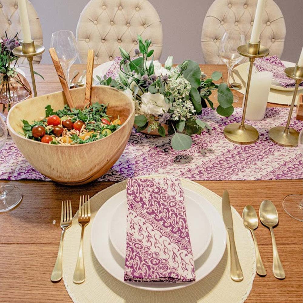 Batik Table Runner, Purple Blade, Hand Dyed, 100% Cotton – Kasih Co-op