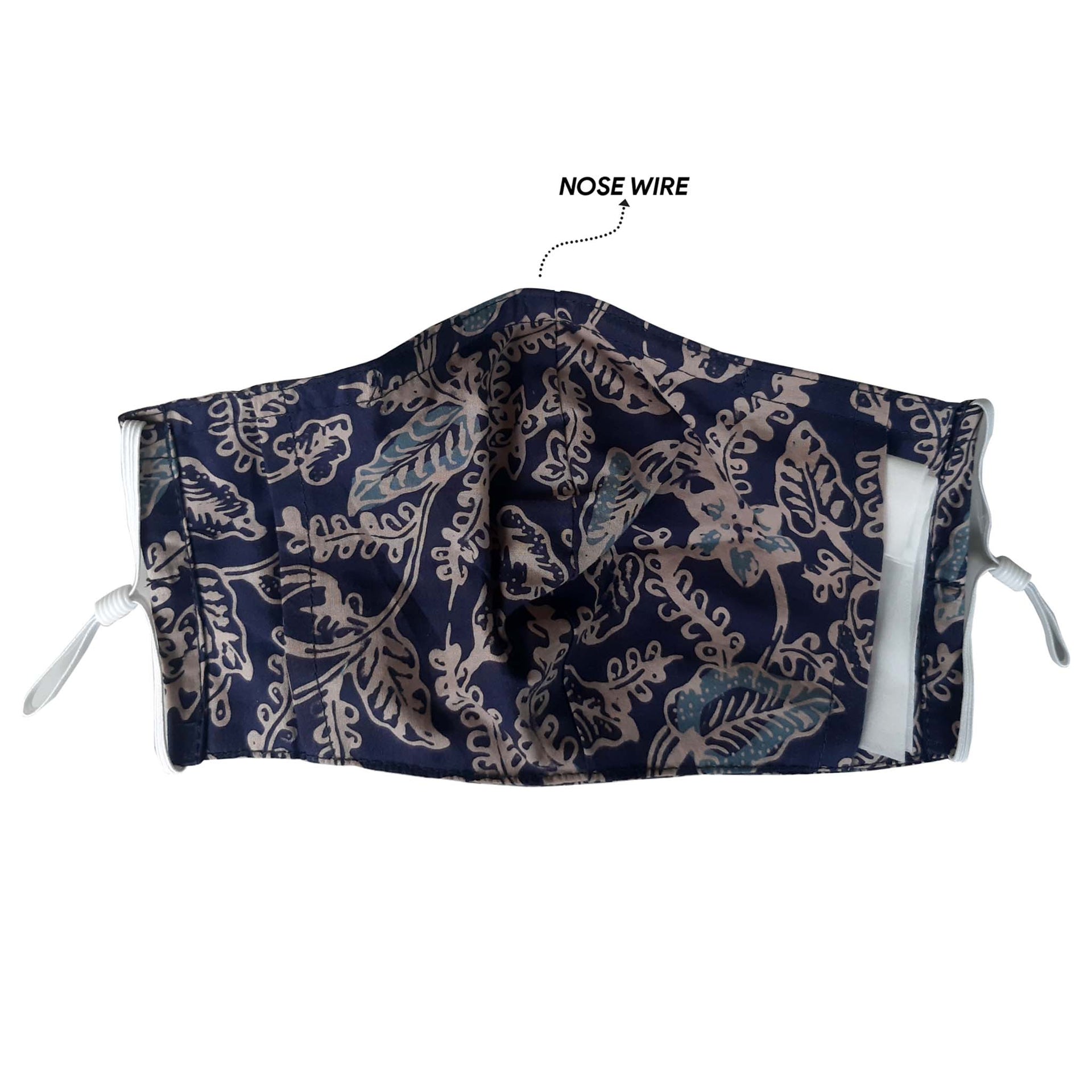 Hand Dyed Indonesia Batik Face Mask Three Layers 100% Cotton with Nose ...