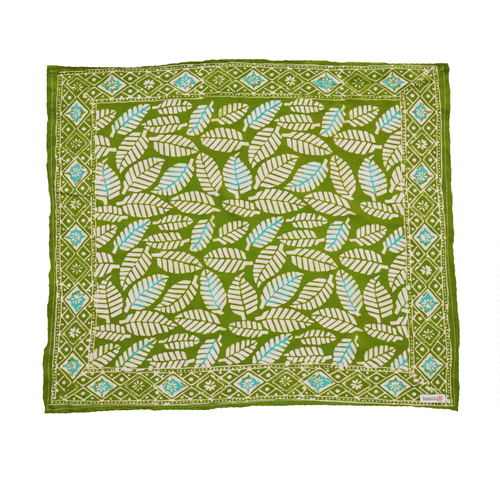 Batik Bandana, Coffee leaf green, lightweight 100% cotton soft, hand dyed hand printed