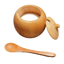 Load image into Gallery viewer, Small Teak Wood Seasoning Bowl with Spoon