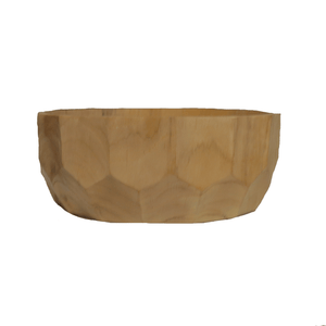 Suar Wood Small Bowl with Caving, Hand Turned by Indonesian Artisans