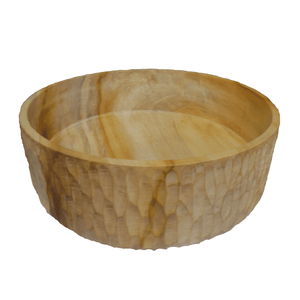 Large Teak Wood Big Carving Salad Bowl with Carvings on the Side, Handcarved in Indonesia