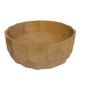 Suar Wood Small Bowl with Caving, Hand Turned by Indonesian Artisans