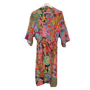PREORDER for November 2023 Handmade Quilted Printed Batik Robe/ Kimono - Cotton