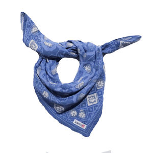 Batik Bandana Blue Roses, Lightweight 100% cotton, hand dyed hand printed, wax and dye method
