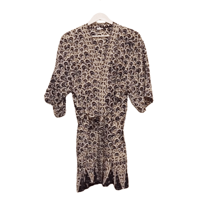 Handmade Batik Robe/ Kimono - Cotton Paris - Peacock