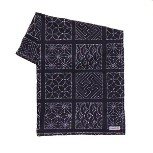 Batik Bandana - Sashiko black, thick 100% cotton, hand dyed hand printed