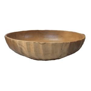 Medium Suar Wood Fruit Bowl, Handcarved in Indonesia, Flat Wooden Bowl