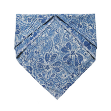 Load image into Gallery viewer, Indigo Botanically Dyed Batik Bandana Hand Drawn &amp; Hand Stamped - Natural Dye - kembang kupu