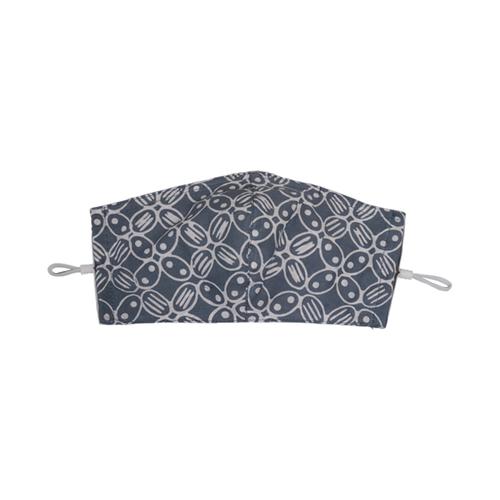Hand Dyed Indonesia Batik Face Mask Three Layers 100% Cotton with Nose Wire Filter Pocket Soft Elastic Band Gray Padi Oats