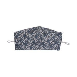 Hand Dyed Indonesia Batik Face Mask Three Layers 100% Cotton with Nose Wire Filter Pocket Soft Elastic Band Gray Padi Oats
