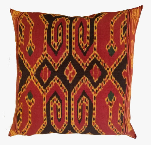 Ikat Pillow Cover, Red. Cover Only with No Insert. 24inches x 24inches