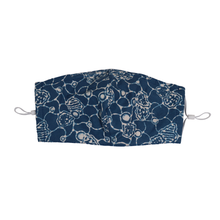 Load image into Gallery viewer, Hand Dyed Indonesia Batik Face Mask Three Layers 100% Cotton with Nose Wire Filter Pocket Soft Elastic Band Blue Boulder