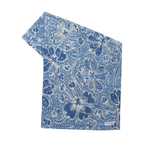 Load image into Gallery viewer, Indigo Botanically Dyed Batik Bandana Hand Drawn &amp; Hand Stamped - Natural Dye - kembang kupu