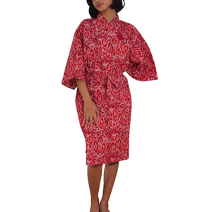 Handmade Batik Robe/ Kimono - Cotton - Storm