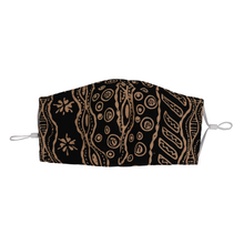 Load image into Gallery viewer, Hand Dyed Indonesia Batik Face Mask Three Layers 100% Cotton with Nose Wire Filter Pocket Soft Elastic Band Black Fireworks