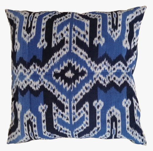 Ikat Pillow Cover, Blue. Cover Only with No Insert. 23inches x 23inches