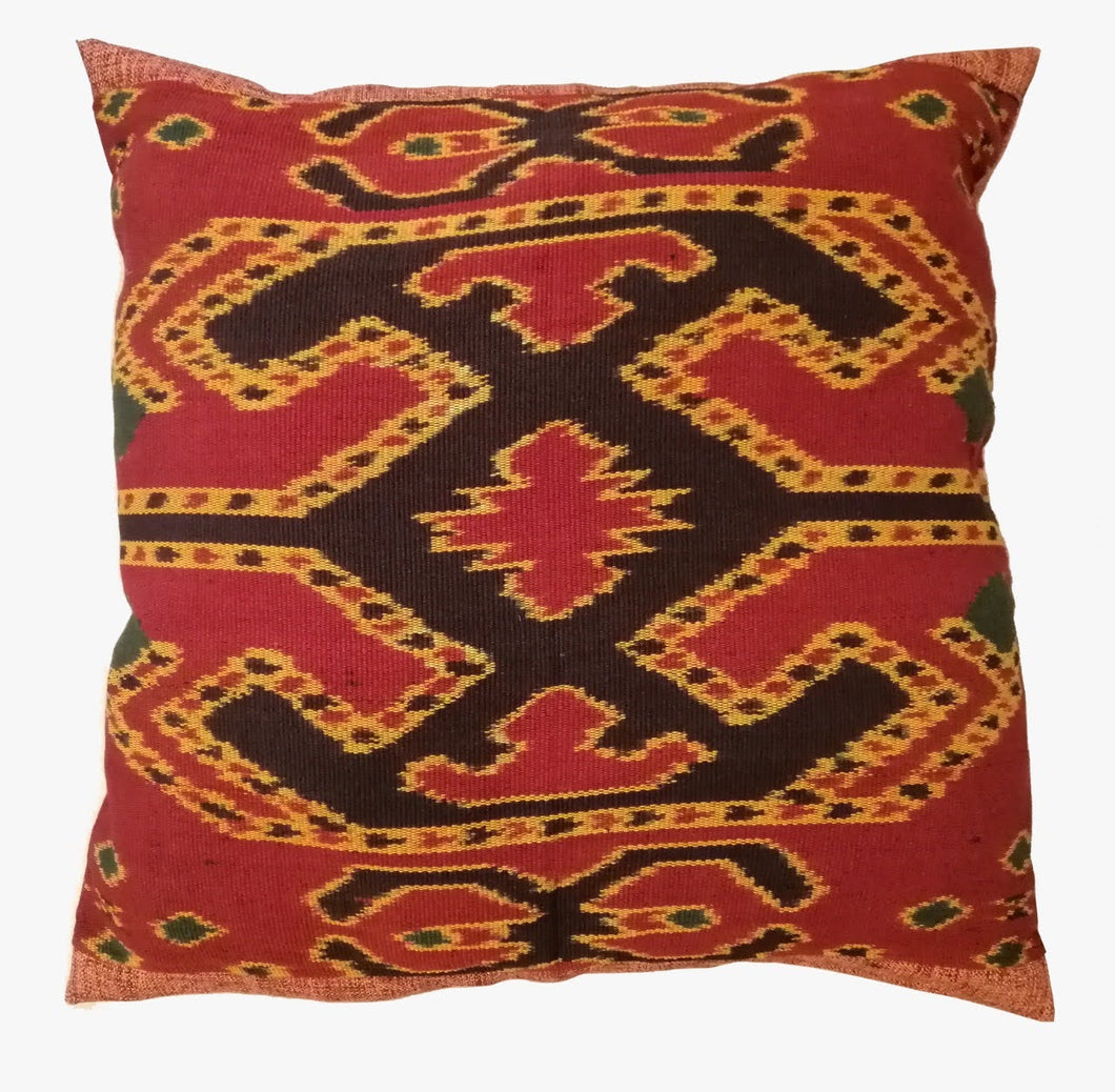 Ikat Pillow Cover, Red. Cover Only with No Insert. 20inches x 20inches