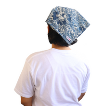 Load image into Gallery viewer, Indigo Botanically Dyed Batik Bandana Hand Drawn &amp; Hand Stamped - Natural Dye - kembang kupu