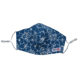 Kids Children Hand Dyed Indonesia Batik Face Covering 100% Cotton - Blue Boulder