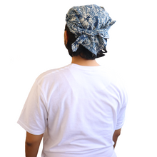 Load image into Gallery viewer, Indigo Botanically Dyed Batik Bandana Hand Drawn &amp; Hand Stamped - Natural Dye - kembang kupu