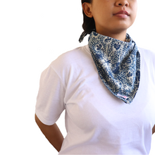 Load image into Gallery viewer, Indigo Botanically Dyed Batik Bandana Hand Drawn &amp; Hand Stamped - Natural Dye - kembang kupu