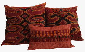 Ikat Pillow Cover, Red. Cover Only with No Insert. 12inches x 20inches