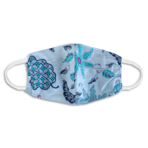 Batik Face Covering - Blue & Pink - No Nose Wire