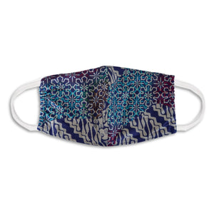 Batik Face Covering - Blue and Cream - No Nose Wire