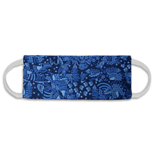 Rectangle Batik Face Mask with Insert Pocket - Blue