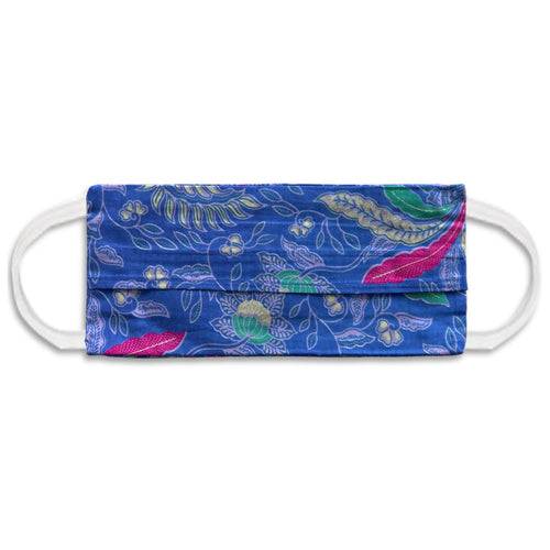 Rectangle Batik Face Covering with Insert Pocket - Light Blue - No Nose Wire