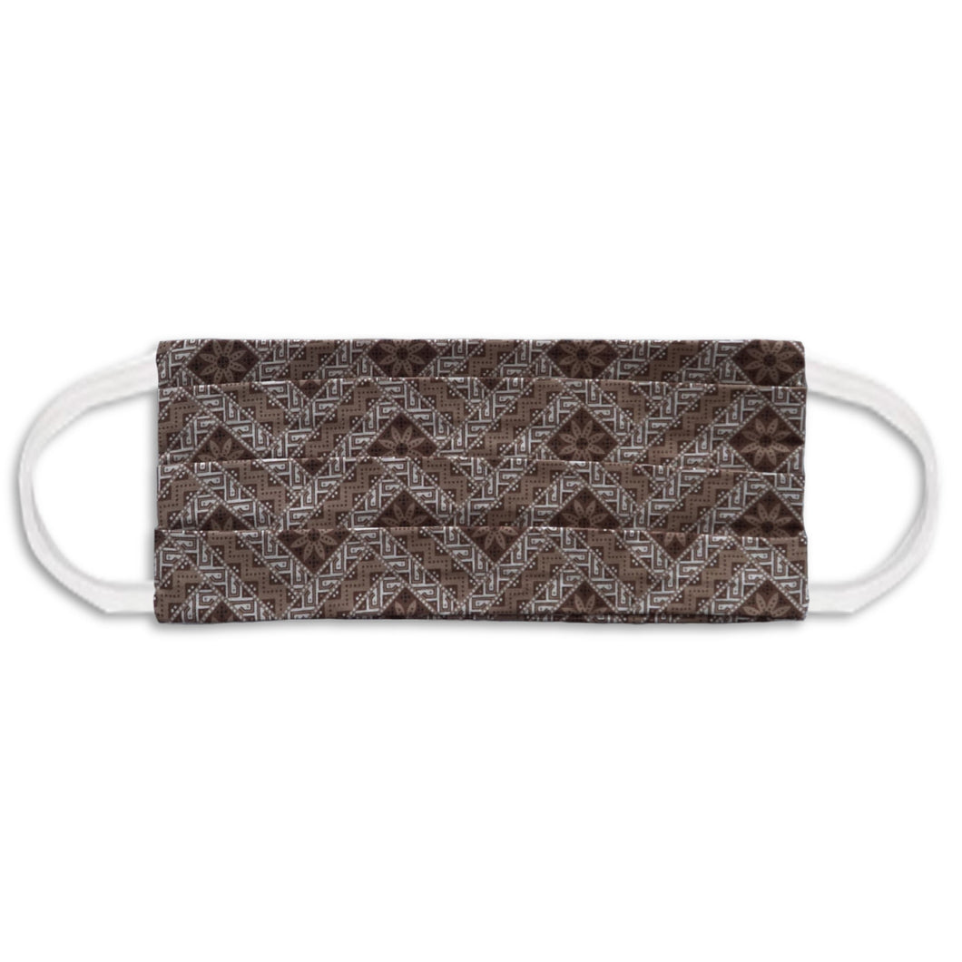 Rectangle Batik Face Covering with Insert Pocket - Light Brown - No Nose Wire