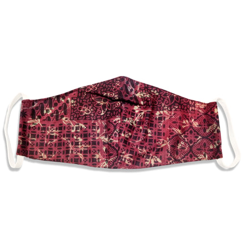 Bali Collection Batik Face Covering - Red - No Nose Wire