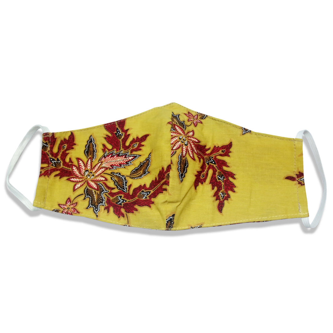 Bali Collection Batik Face Covering - Yellow Mustard - No Nose Wire