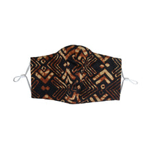 Load image into Gallery viewer, Hand Dyed Indonesia Batik Face Mask Three Layers 100% Cotton with Nose Wire Filter Pocket Soft Elastic Band Black Brown Arrow