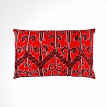 Load image into Gallery viewer, Batik, Ikat Pillow Cover, Red &amp; Black. Cover Only with No Insert. 12x18 inches