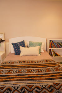 Ikat Blanket Throw, Black Grey Yellow Handwoven in Indonesia