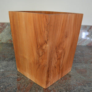 Kasih Coop Handmade Teak Wood Wastebasket 8.7 x 8.7 x 9.9 with minor imperfect details