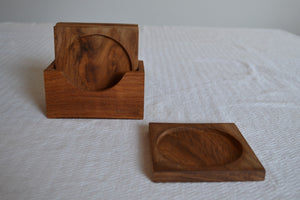 Handmade Teak Wood Coaster Set of Four - Square