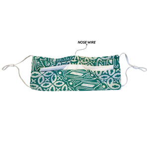 Kids Rectangle Batik Face Mask - Blue and Cream