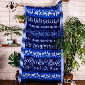 Ikat Blanket Throw, Blue from Jepara, Indonesia