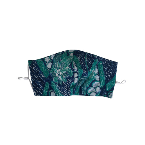 Hand Dyed Indonesia Batik Face Mask Three Layers 100% Cotton with Nose Wire Filter Pocket Soft Elastic Band