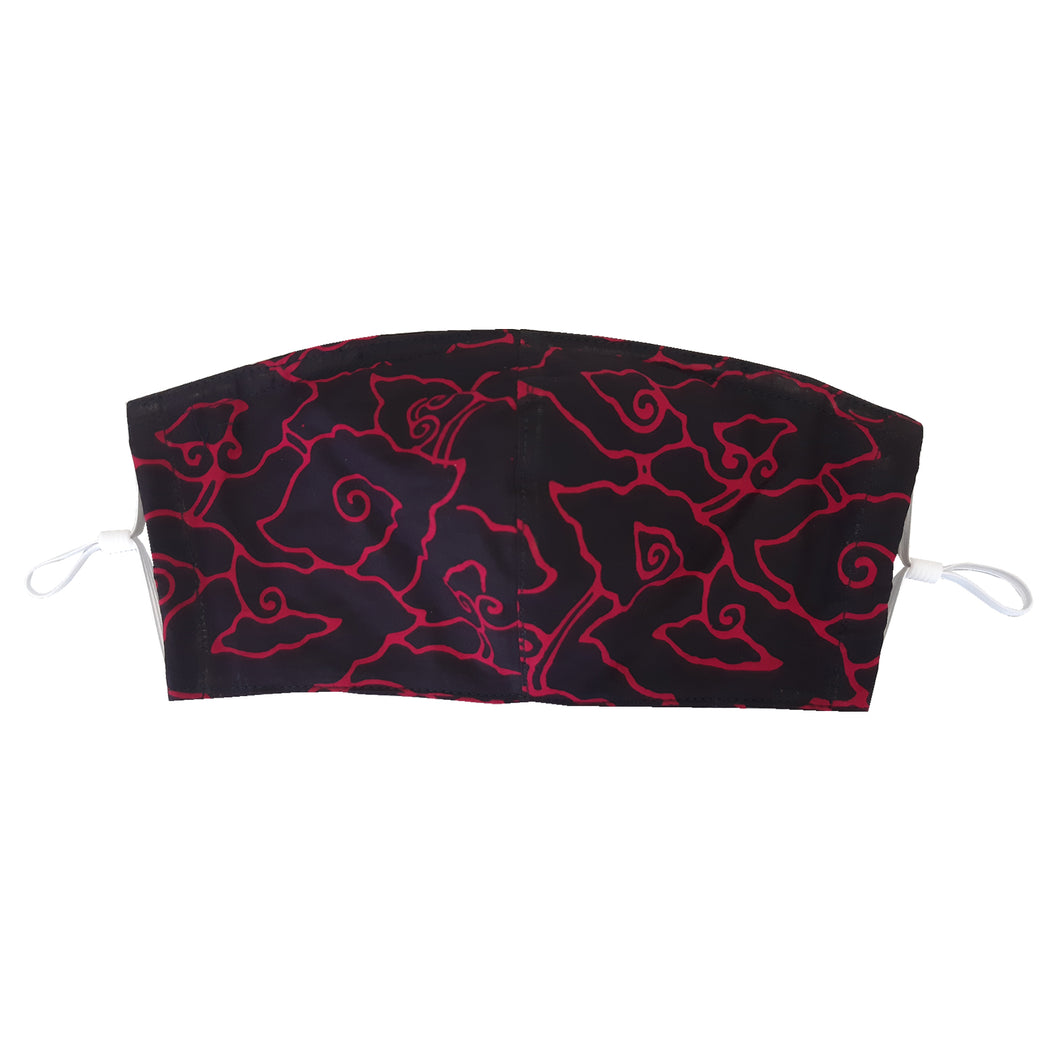 Hand Dyed Indonesia Batik Face Mask Three Layers 100% Cotton with Nose Wire Filter Pocket Soft Elastic Band